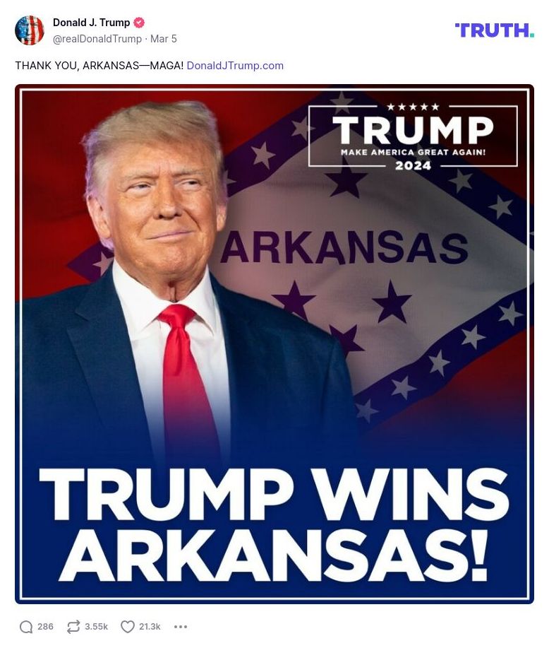 Post image from Donald Trump