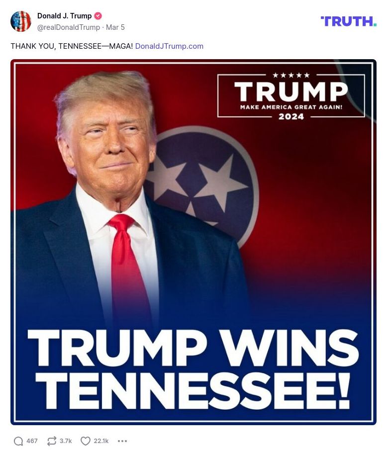 Post image from Donald Trump