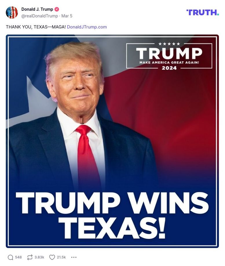 Post image from Donald Trump