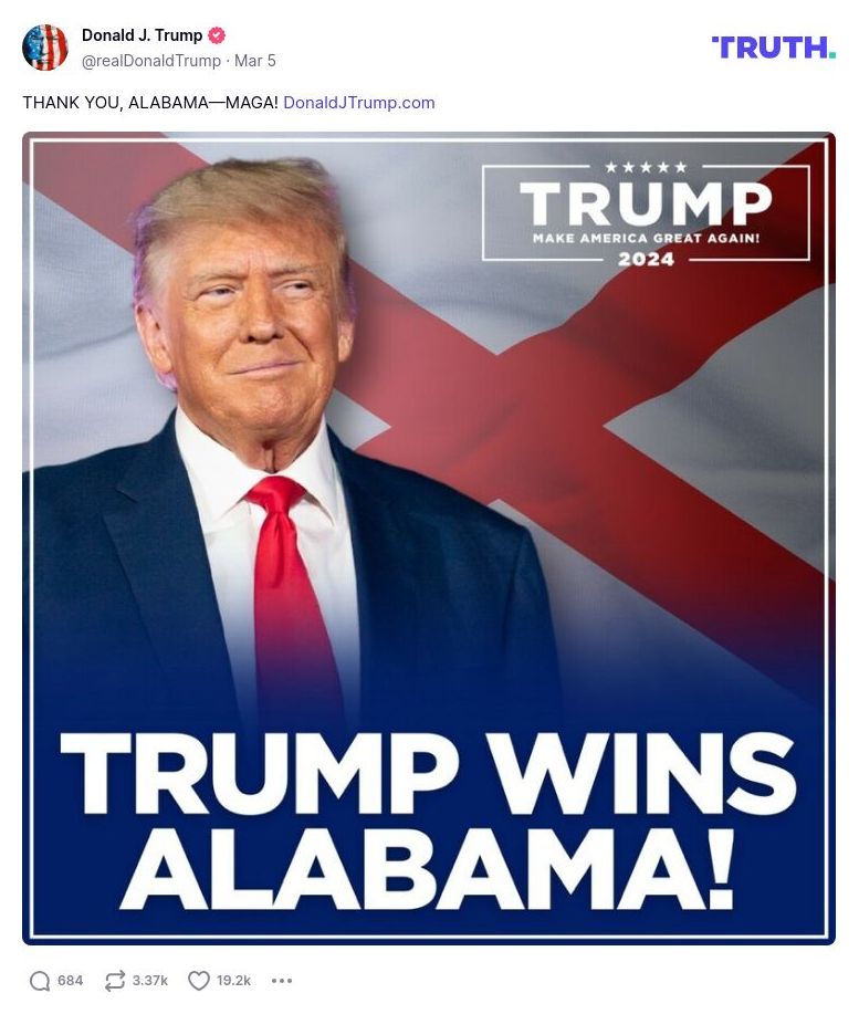 Post image from Donald Trump