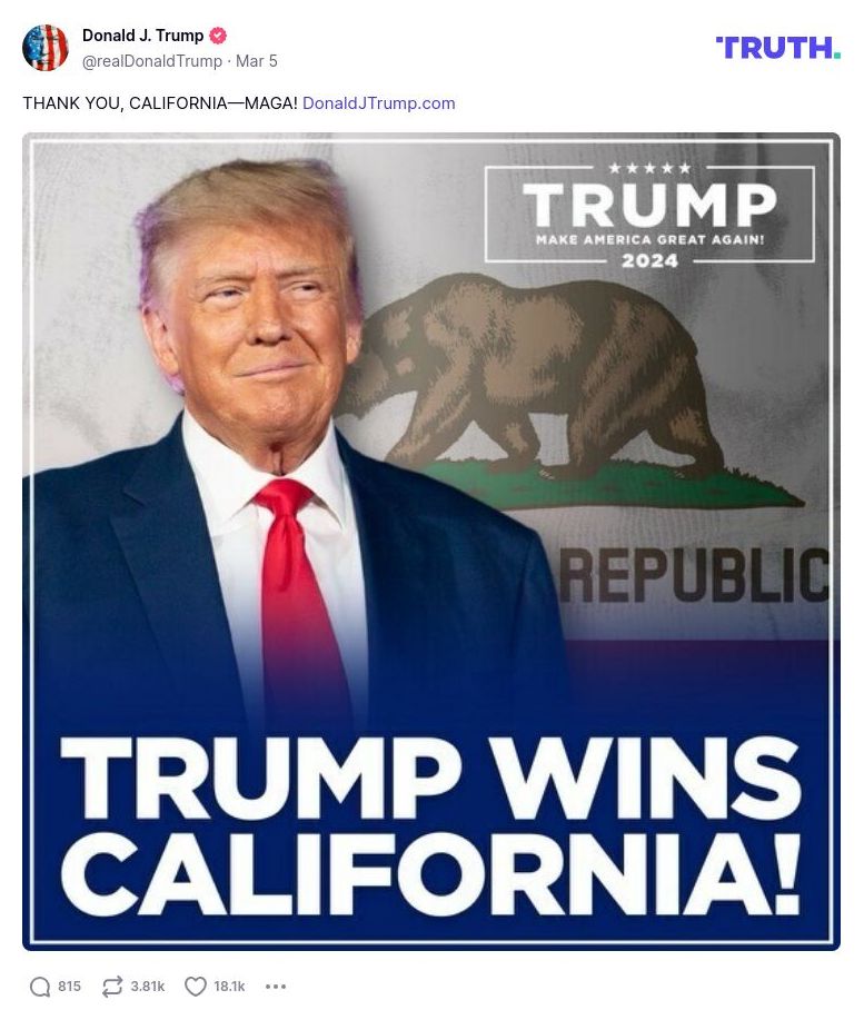 Post image from Donald Trump