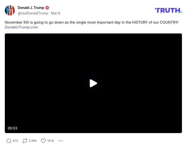 Post image from Donald Trump