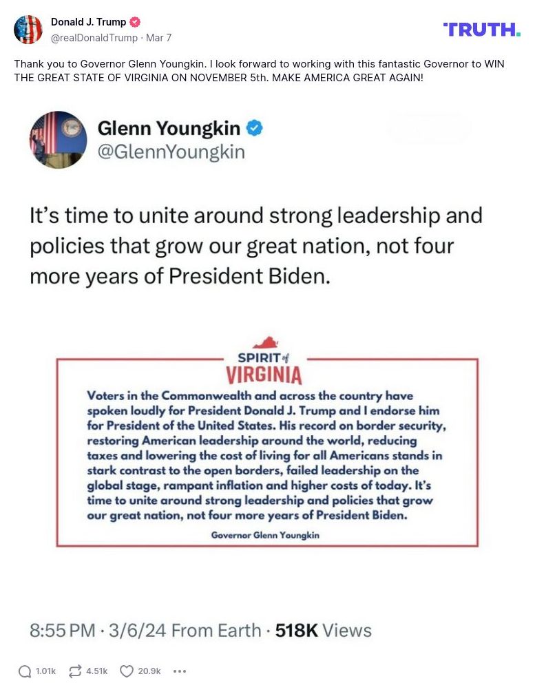 Post image from Donald Trump