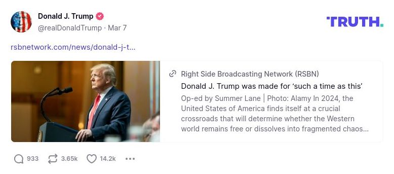 Post image from Donald Trump