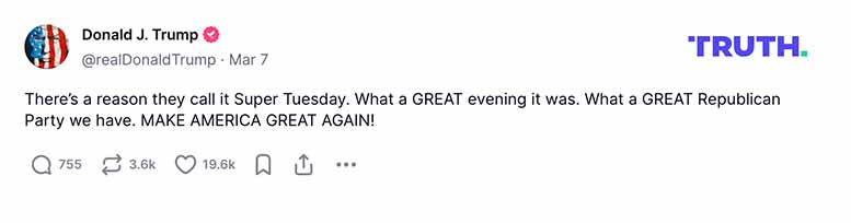 Post image from Donald Trump