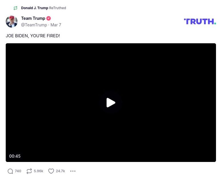 Post image from Donald Trump