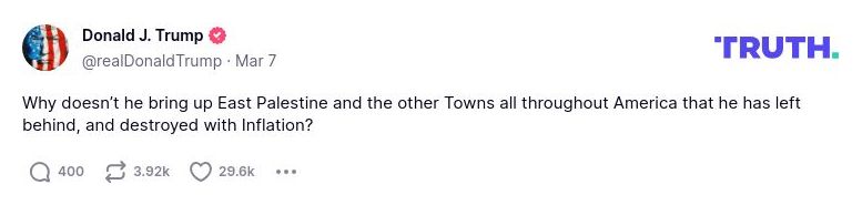 Post preview from Donald Trump