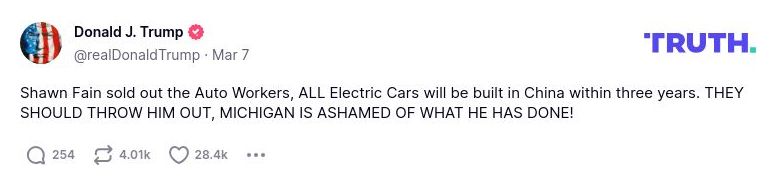 Post preview from Donald Trump