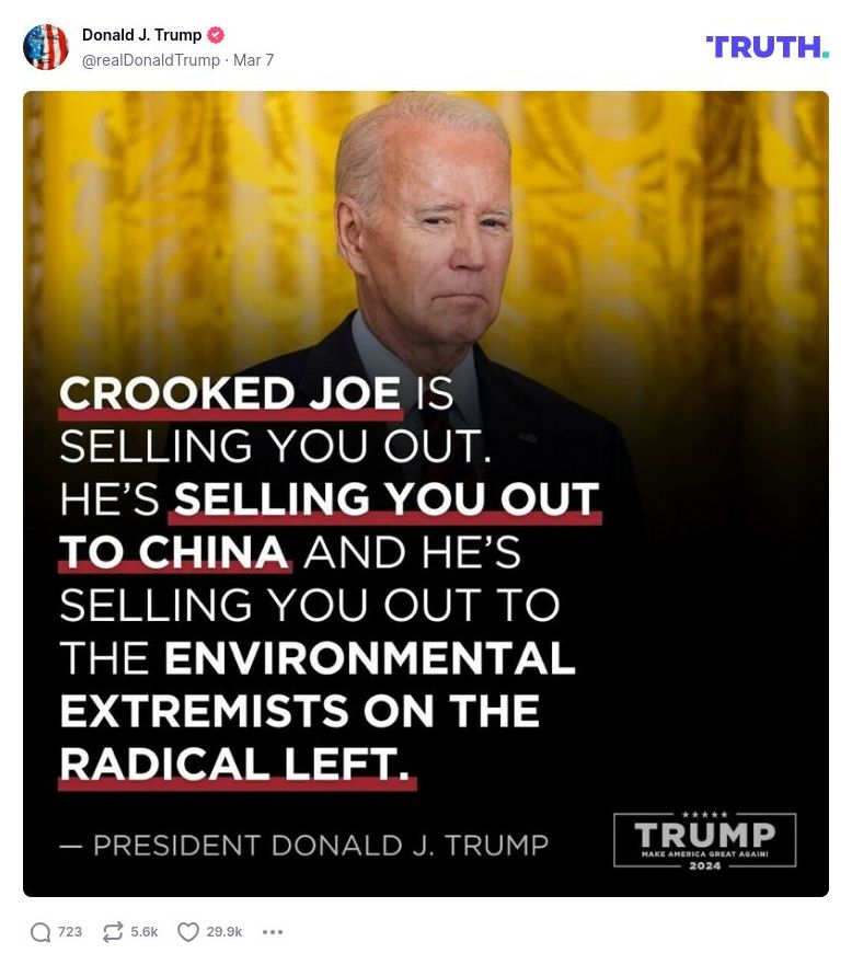 Post image from Donald Trump