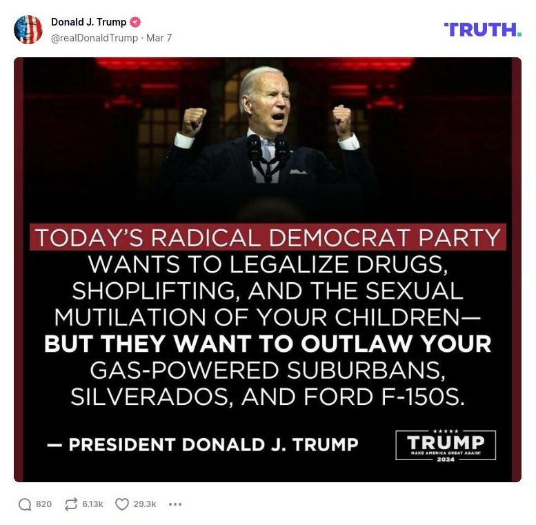 Post image from Donald Trump