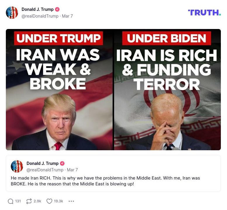 Post image from Donald Trump