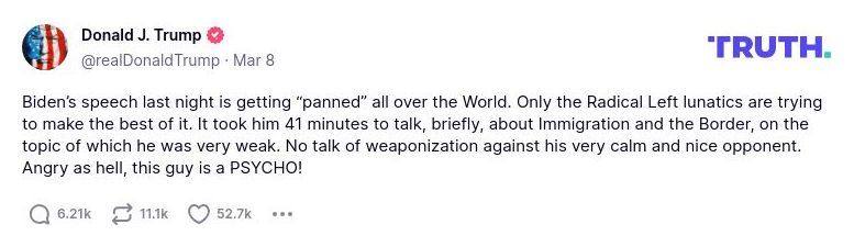 Post preview from Donald Trump