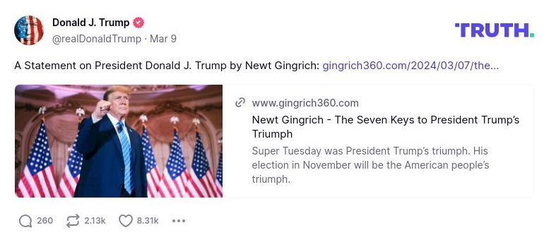 Post image from Donald Trump