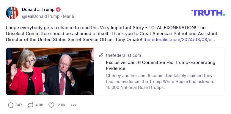 Post image from Donald Trump