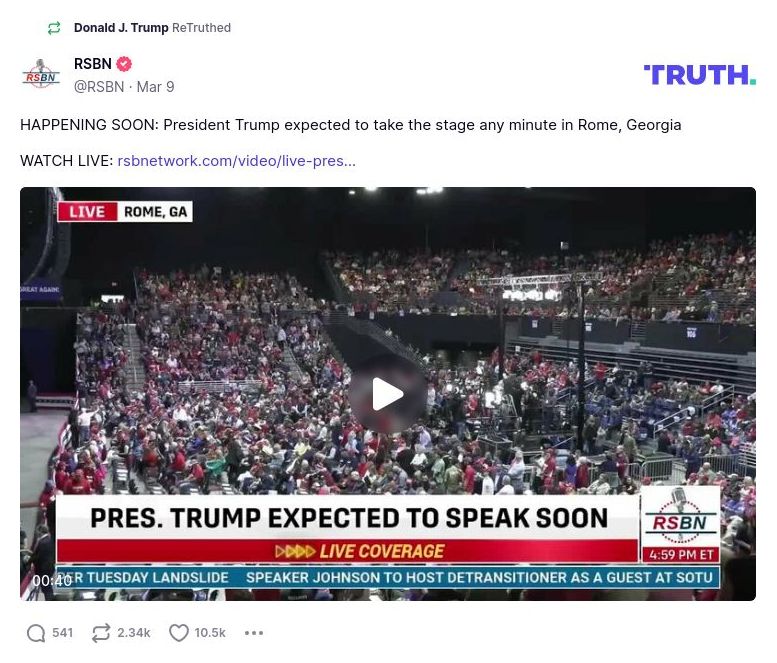 Post image from Donald Trump