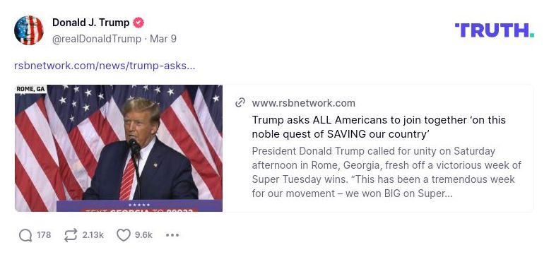 Post image from Donald Trump