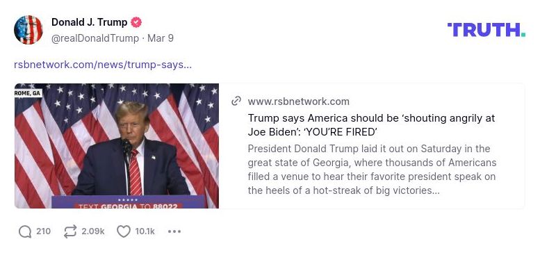 Post image from Donald Trump