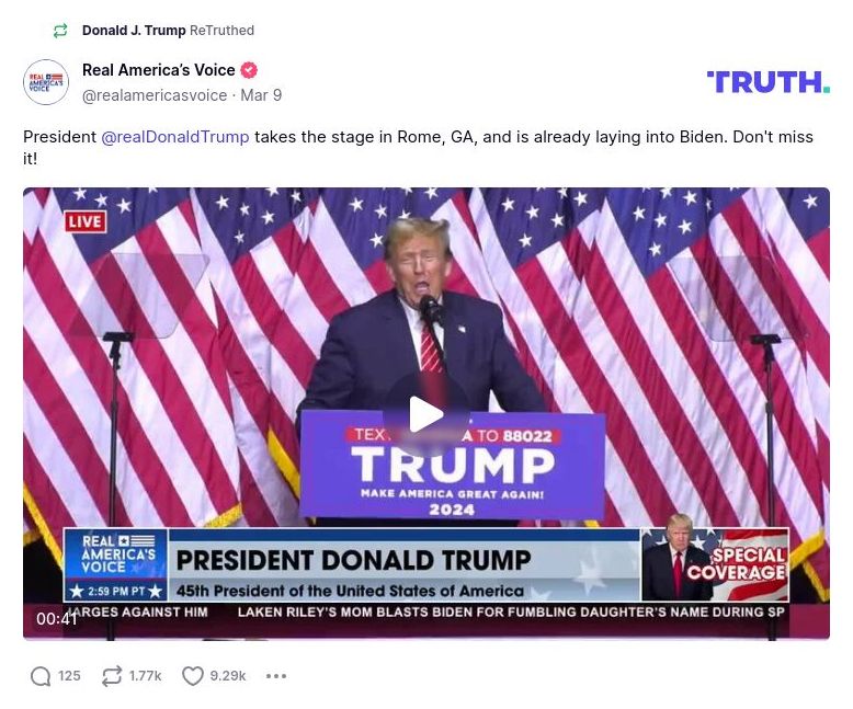 Post image from Donald Trump