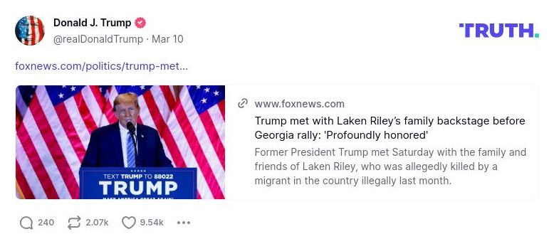 Post image from Donald Trump