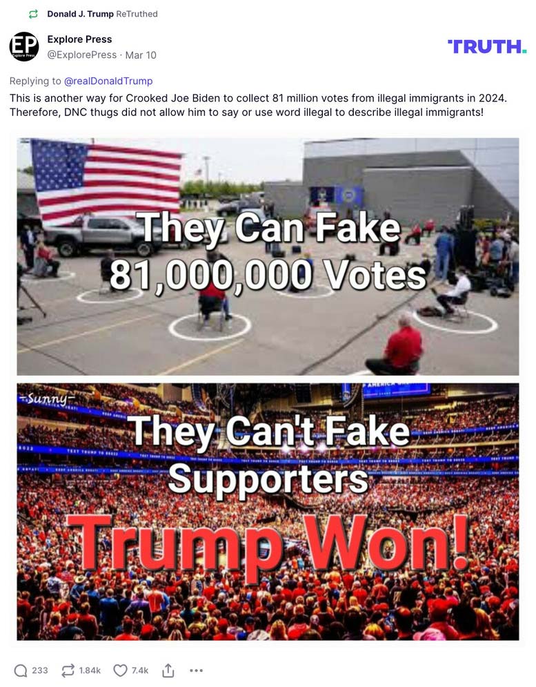 Post image from Donald Trump