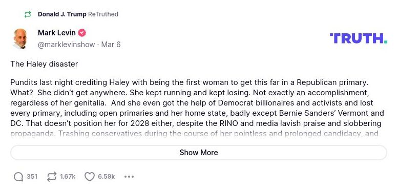 Post image from Donald Trump