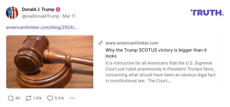 Post image from Donald Trump