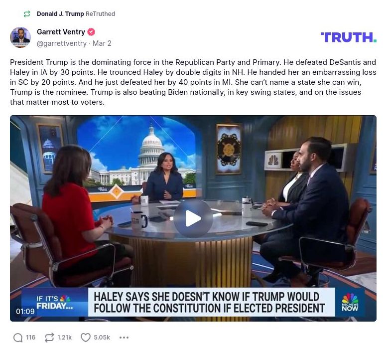 Post image from Donald Trump