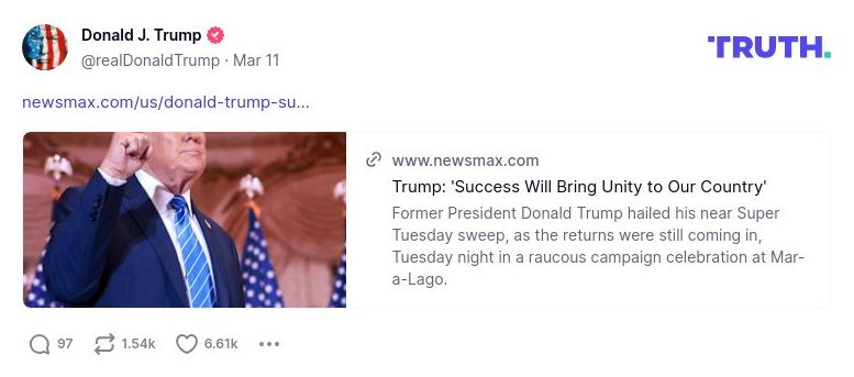 Post image from Donald Trump