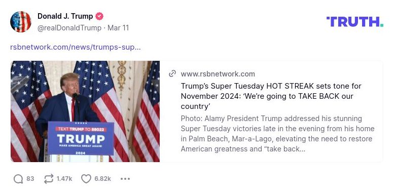 Post image from Donald Trump