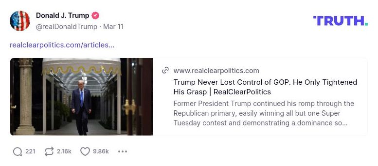 Post image from Donald Trump