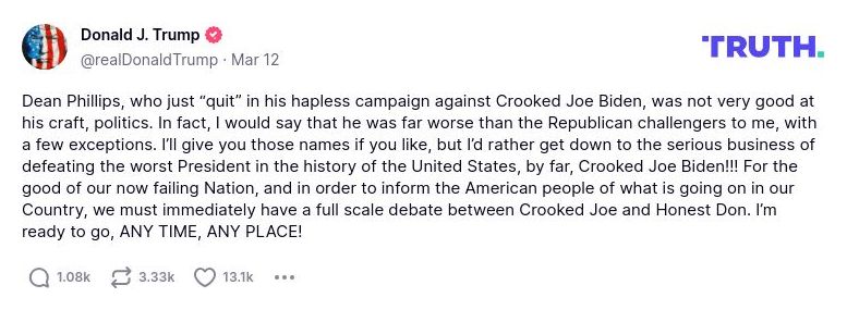 Post image from Donald Trump