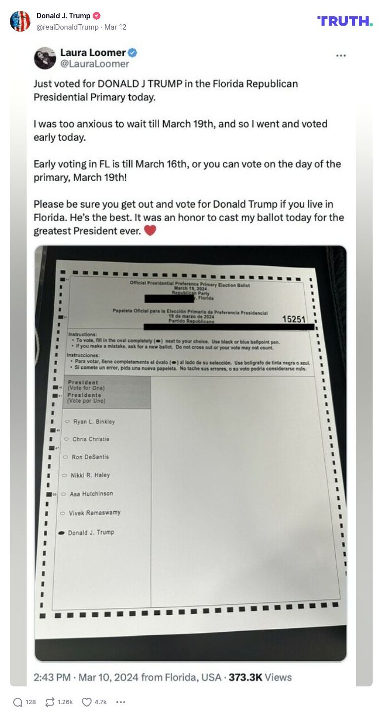 Post image from Donald Trump