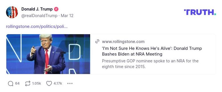 Post image from Donald Trump