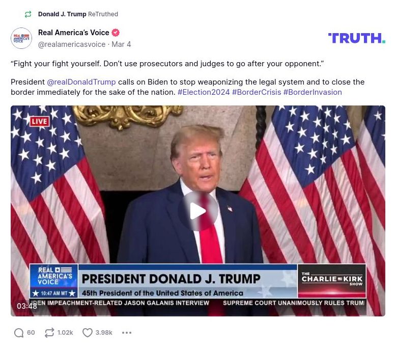 Post image from Donald Trump