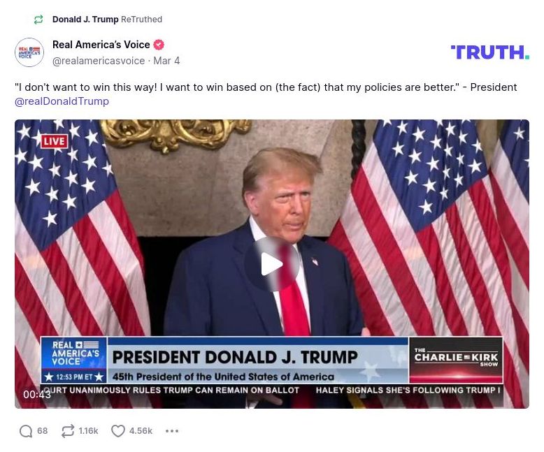 Post image from Donald Trump