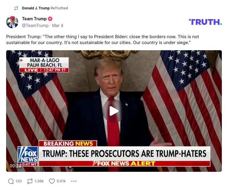 Post image from Donald Trump