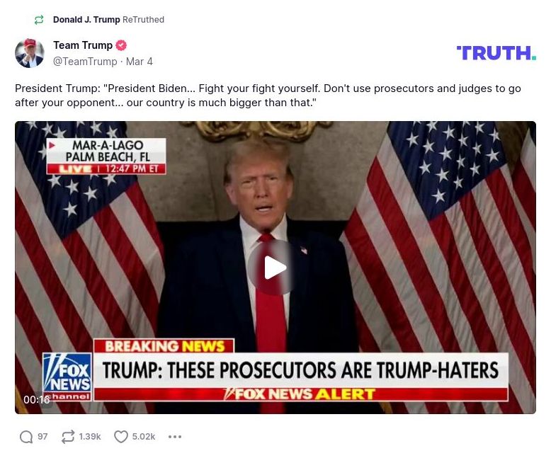 Post image from Donald Trump