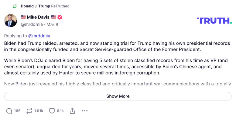 Post image from Donald Trump