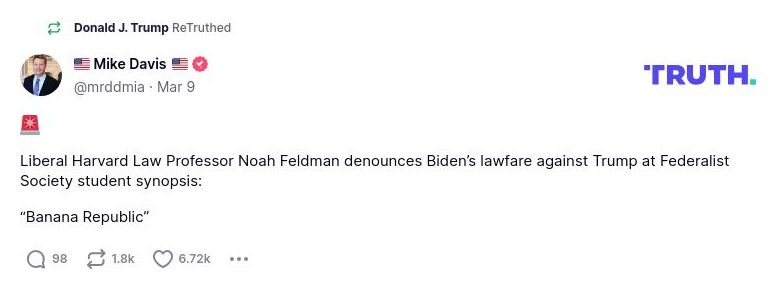 Post image from Donald Trump