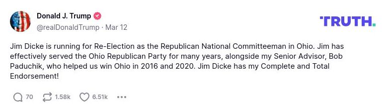 Post image from Donald Trump