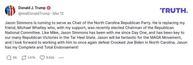 Post image from Donald Trump