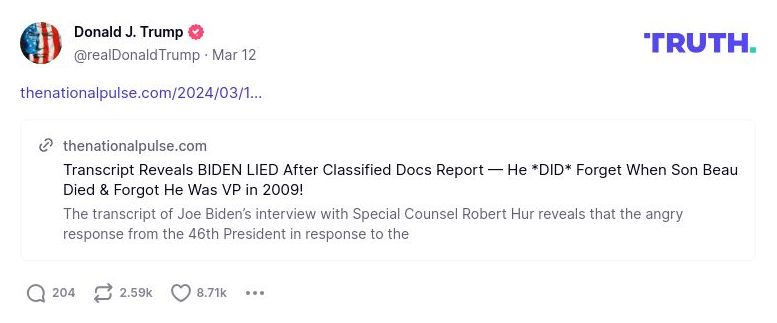 Post image from Donald Trump