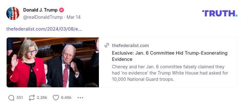 Post image from Donald Trump