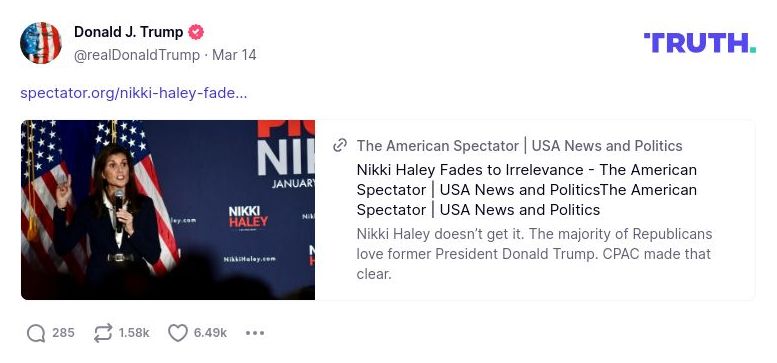 Post image from Donald Trump