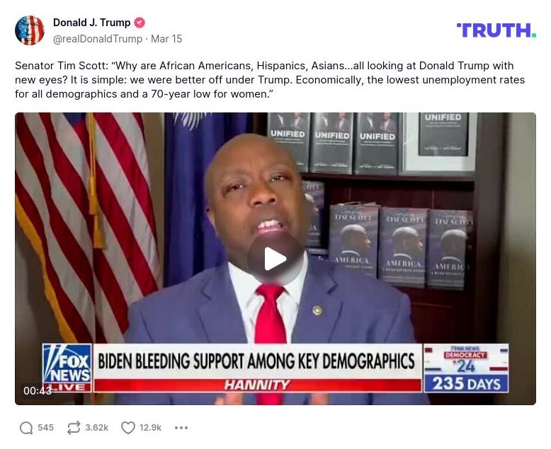 Post image from Donald Trump