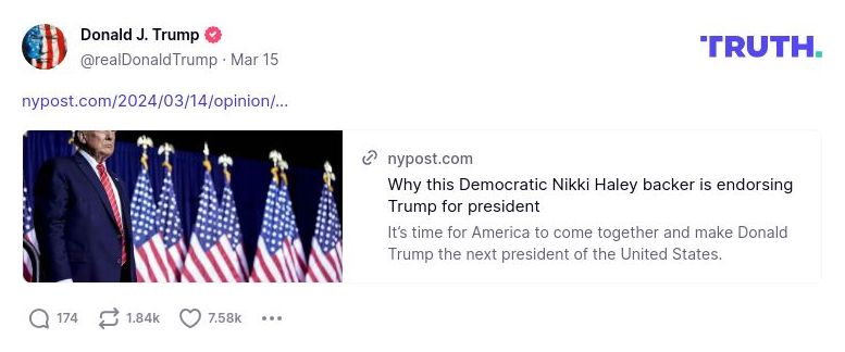 Post image from Donald Trump