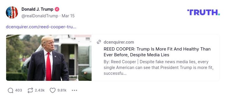 Post image from Donald Trump