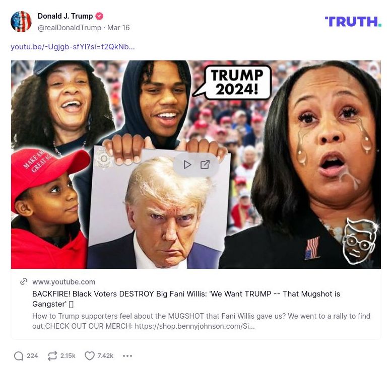 Post image from Donald Trump