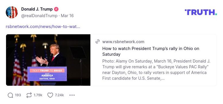 Post image from Donald Trump