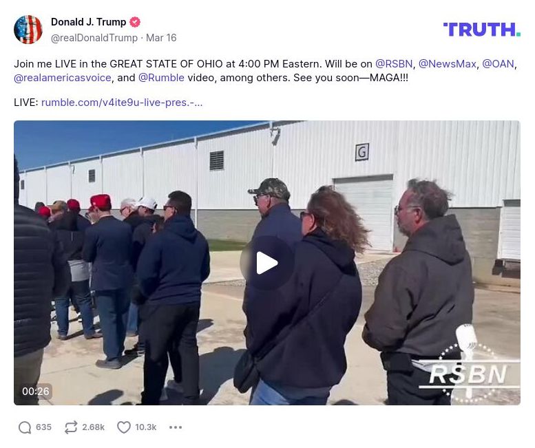 Post image from Donald Trump